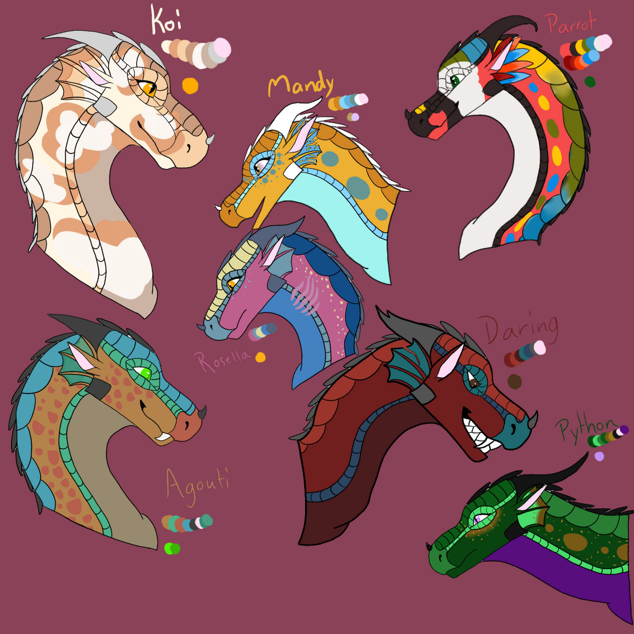 Red Rainwing Rainwing oc headshots 2 by AstariaAries on DeviantArt