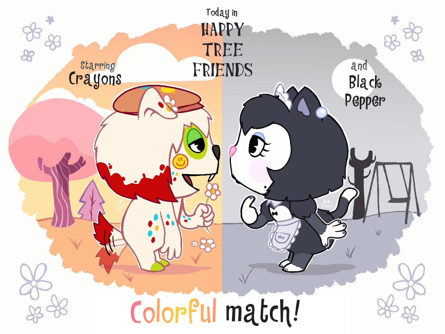 HTF OCs | Black n White meets Colors by La-Cocotua on DeviantArt