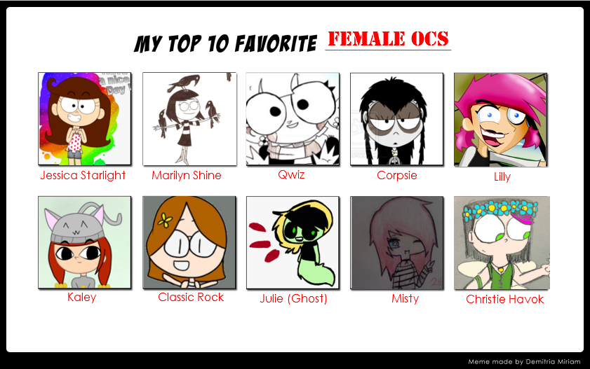 My Top 10 Favorite Female OCs