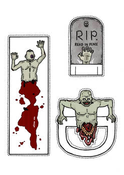 Zombie Bookmarks Coloured.