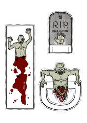 Zombie Bookmarks Coloured.