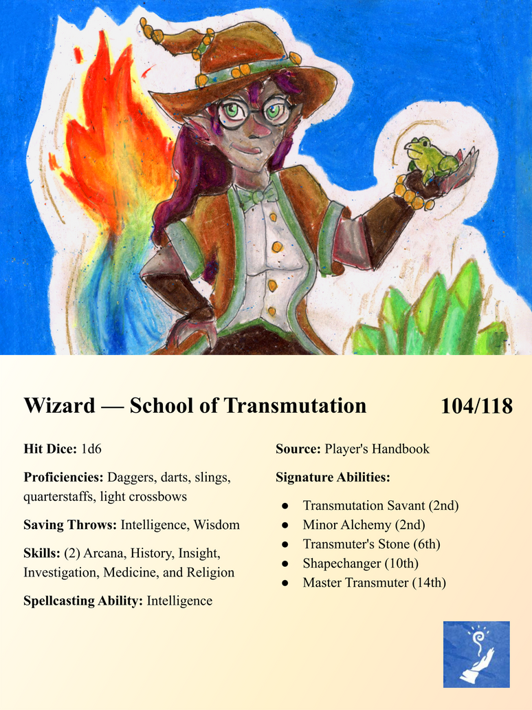 Transmutation Wizard Stat Block Transmutation Wizard (DND Subclass Cards 104/118) by Netheraptr on ...