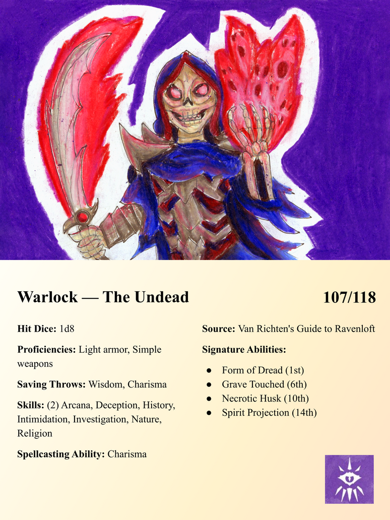 Deathlock Token Undead Warlock (DND Subclass Cards 107/118) by Netheraptr on DeviantArt