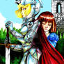 woman in shining armor and her princess