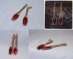 Red and Gold Spear Earrings by acraftycrow