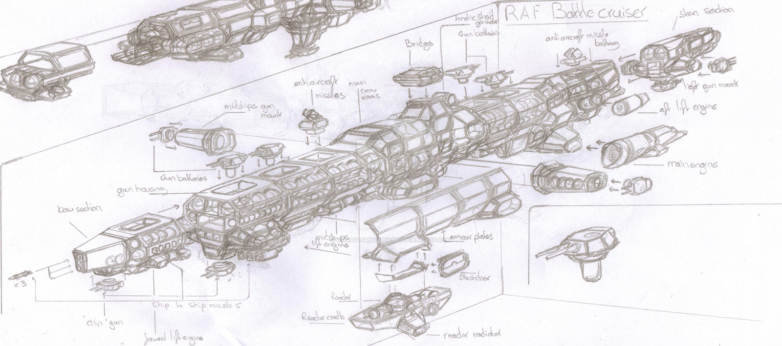 retribution battle cruiser - exploded view WIP