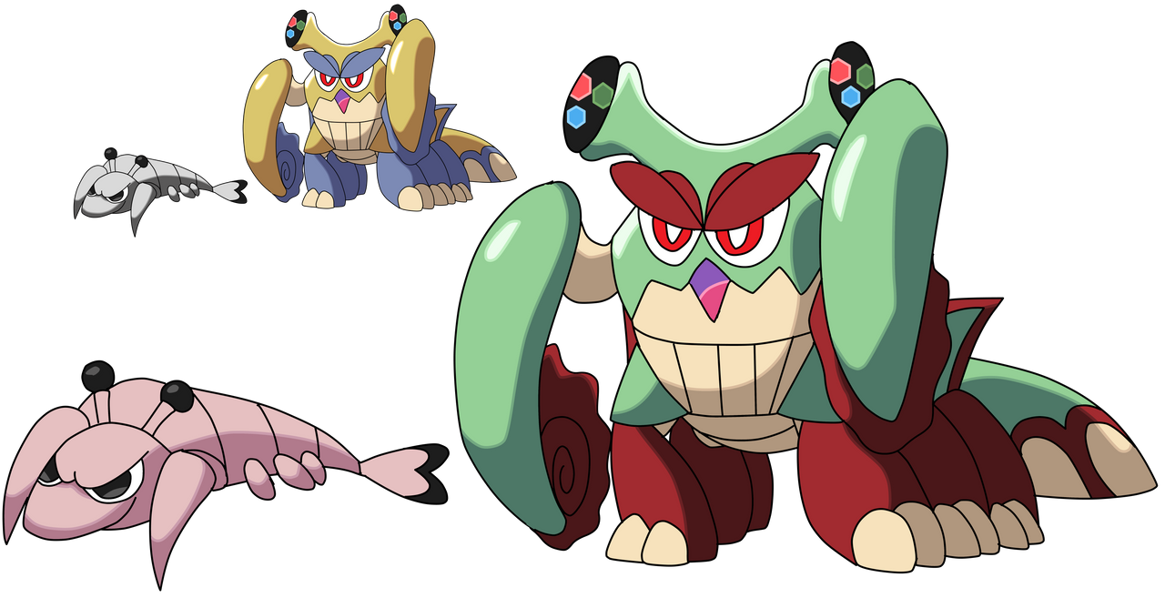 Shrimp pokemon. Shrimpit Shrichamp by Carolaredesu on DeviantArt