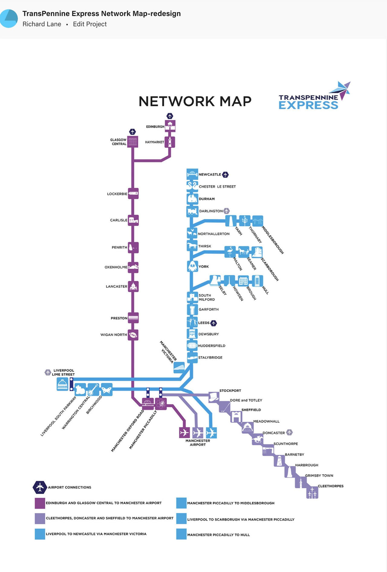 Tp Express Network Map TransPennine Express.Redesign Network Map.Pictoria by 70ONE on DeviantArt