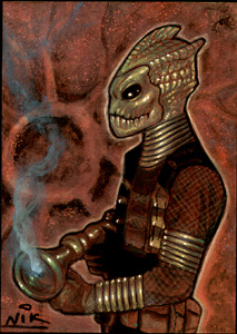 Dr Who Silurian  Sketch Card