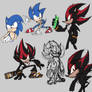 Sonic and Shadow doodles