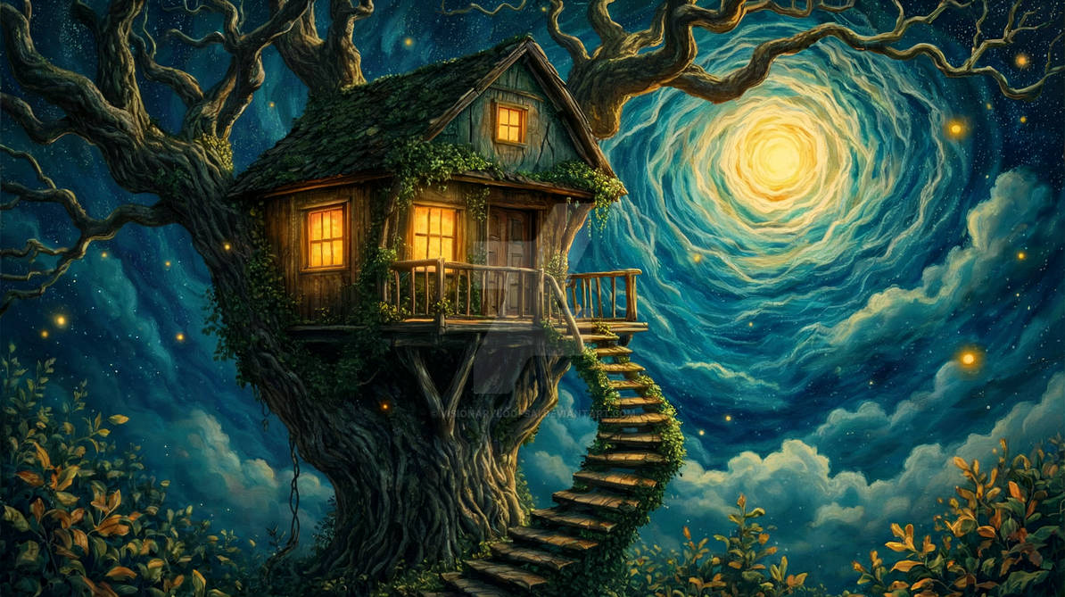 Luminous Treehouse Dream by VisionaryLoopsAI on DeviantArt