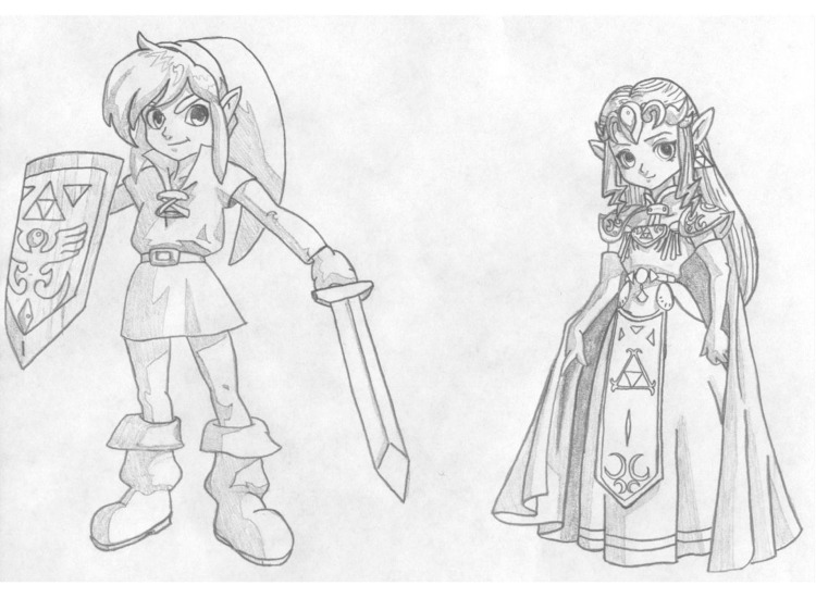 Link and Zelda sketch