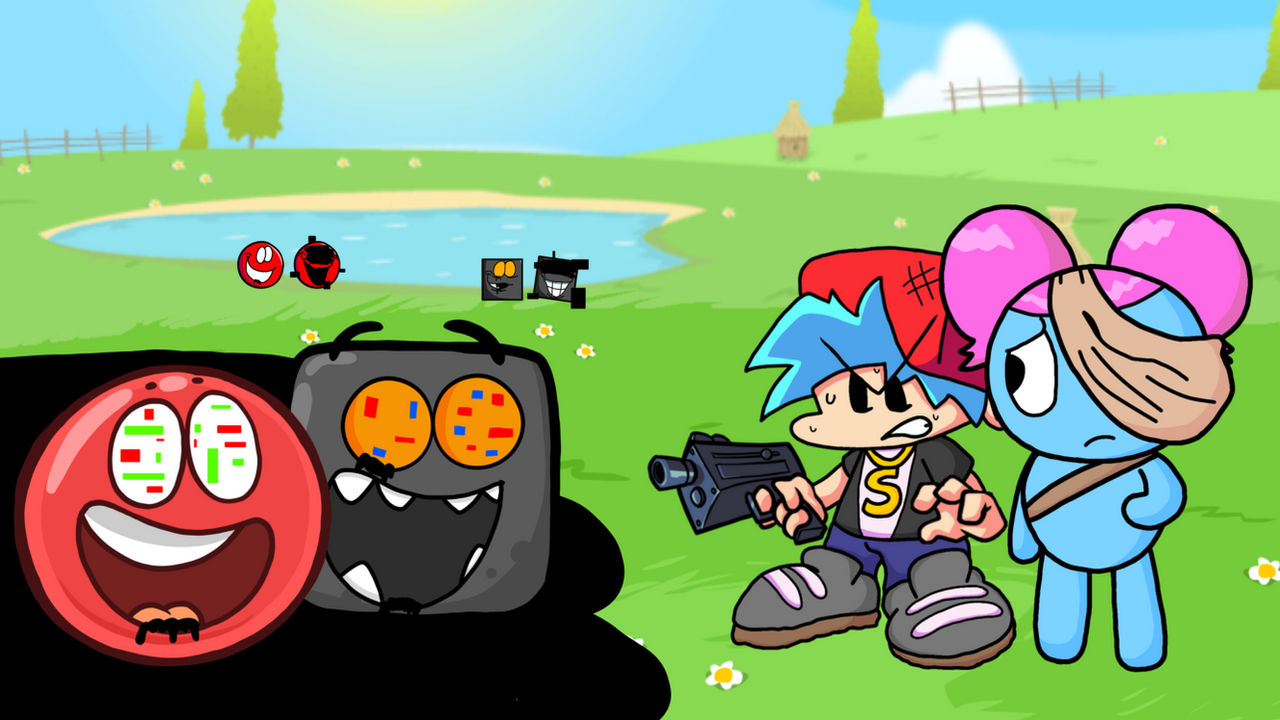 Fnf corrupted red ball and black box by Theminihuggys on DeviantArt