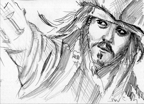 Jack Sparrow Pirates of the Caribbean Sketch Card