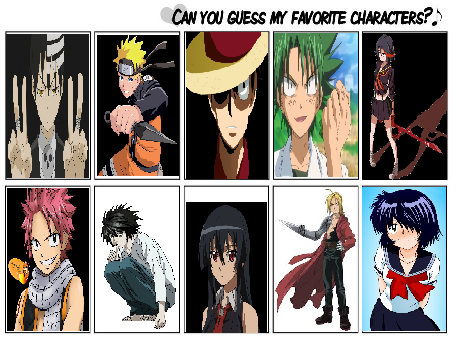 Can You Guess My Favorite Character Anime by hicbar on DeviantArt Can You Guess My Favorite Character Anime by hicbar on DeviantArt