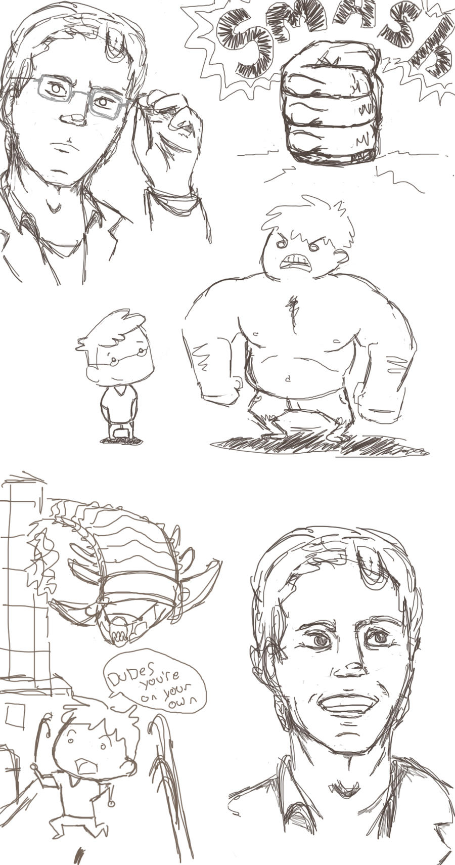 bruce banner and hulk doodle