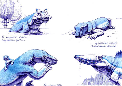 Synapsid paleostream drawings