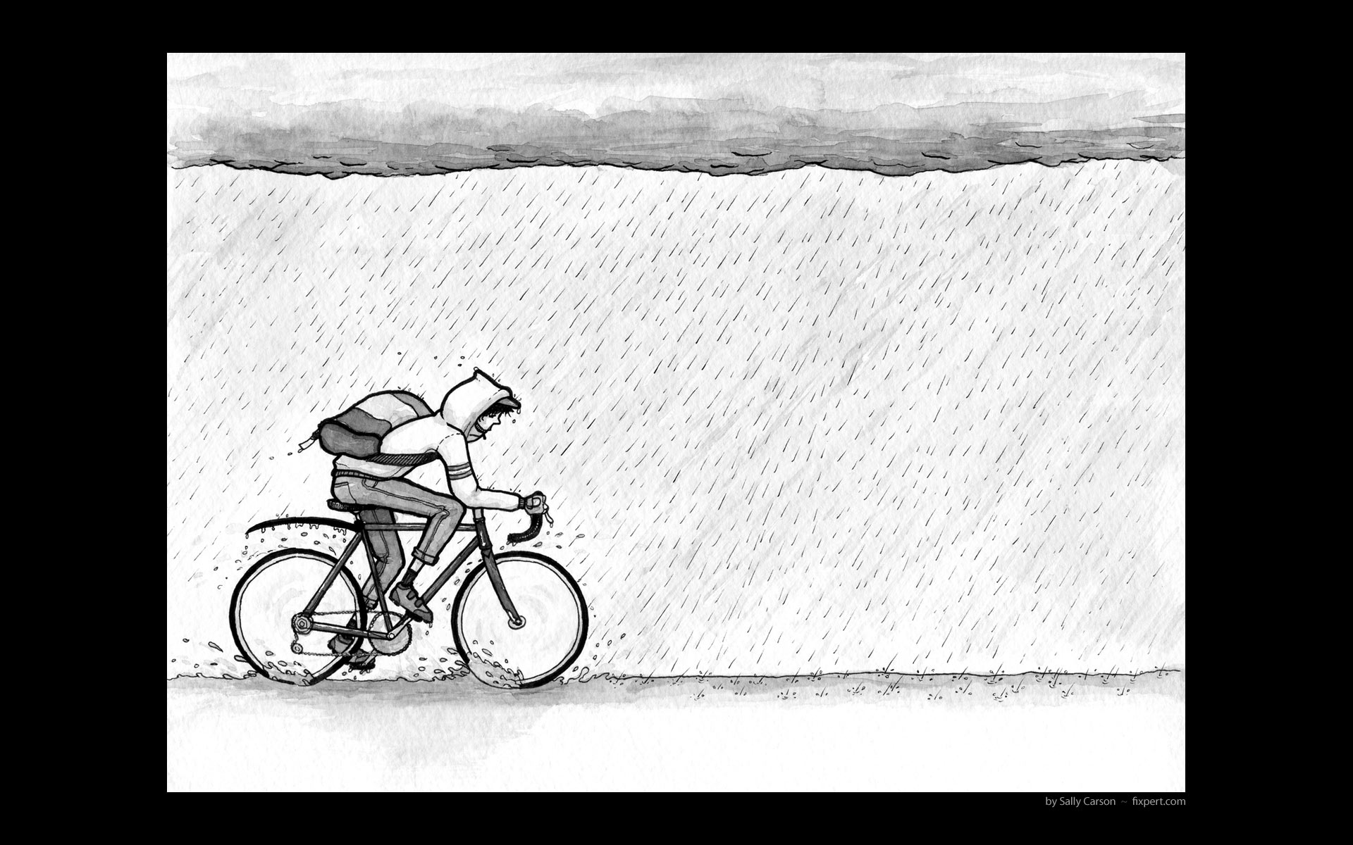 Rainy Day Cyclist 1920 x 1200
