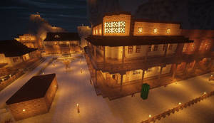 MineCraft Western Saloon (night)