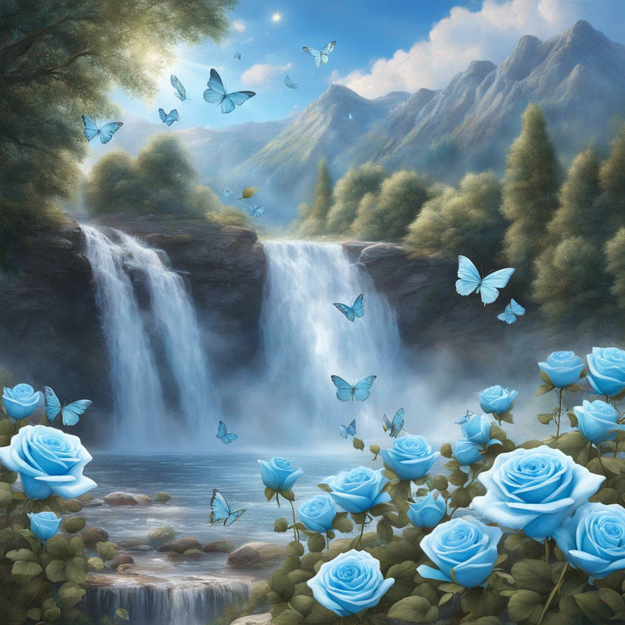 Small Blue Roses Falling Stunning beautiful glamorous light blue roses fall by cupidpoetry7777 ...
