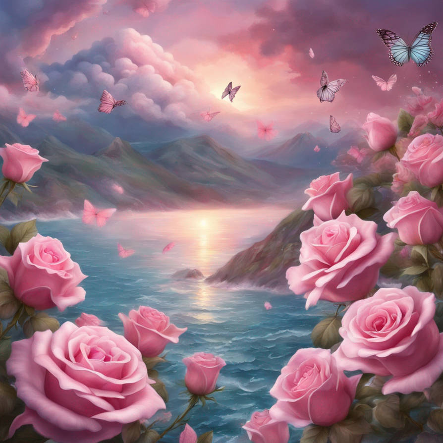 Beautiful Stunning pink roses falling from the cel by cupidpoetry7777 ...