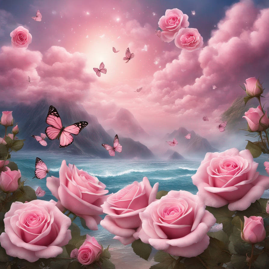 Beautiful Stunning pink roses falling from the cel by cupidpoetry7777 ...