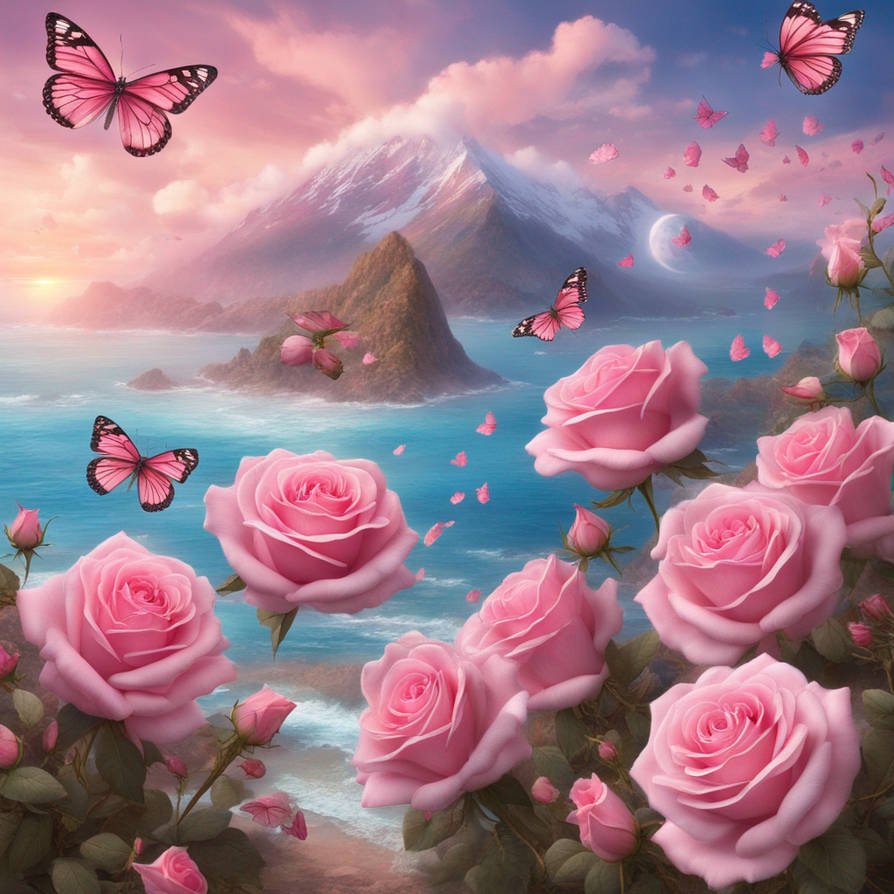 Beautiful Stunning pink roses falling from the cel by cupidpoetry7777 ...