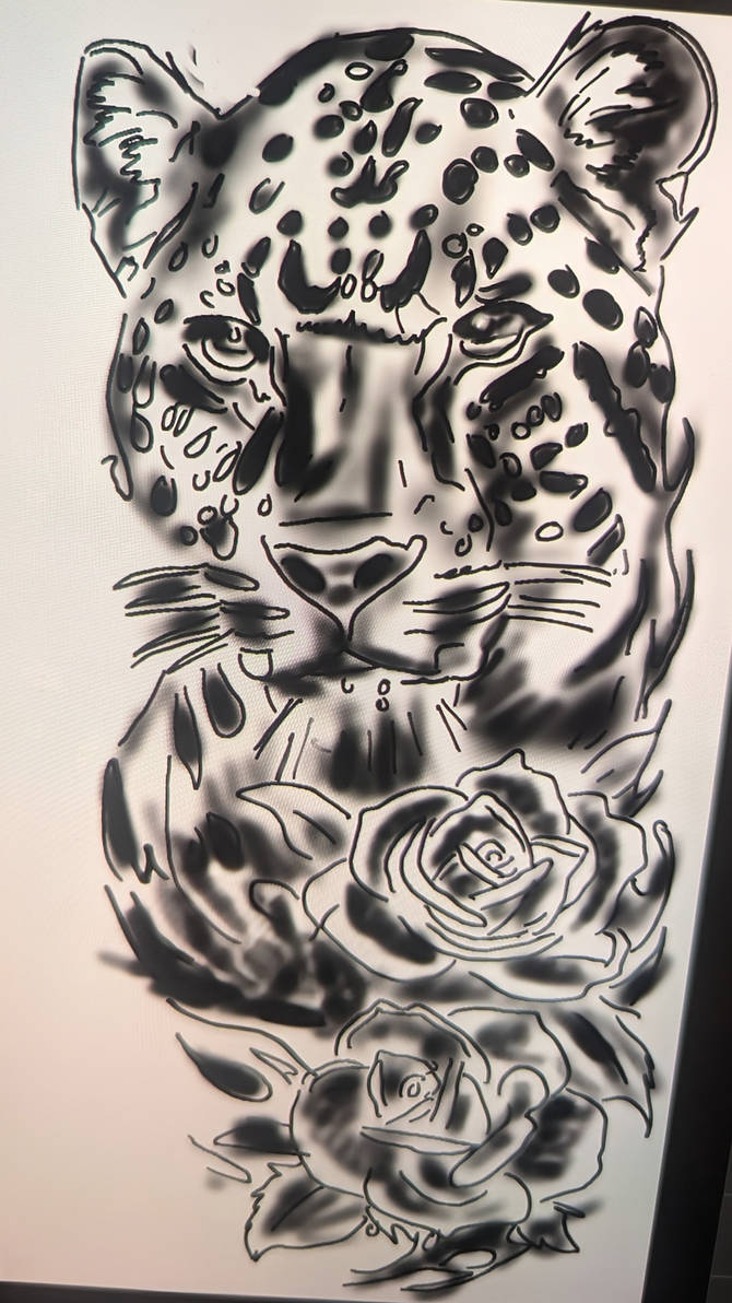 Leopard With Roses Drawing Leopard tattoo with roses by flossyx2024 on DeviantArt