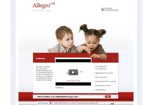 Landing page Allegro 234 branding design