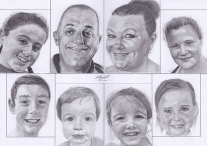 Mum and Dad and their grandchildren (graphite)