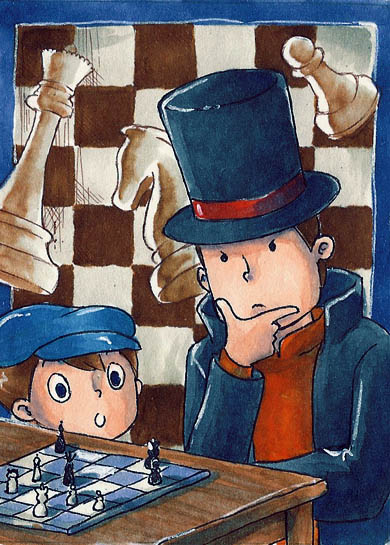 LAYTON SOLVING A CHESS PUZZLE