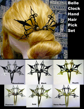 Belle Clock Hand Hair Pick Set-Steampunk Accessory