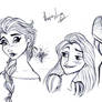 Disney's Elsa, Rapunzel and Anna sketch