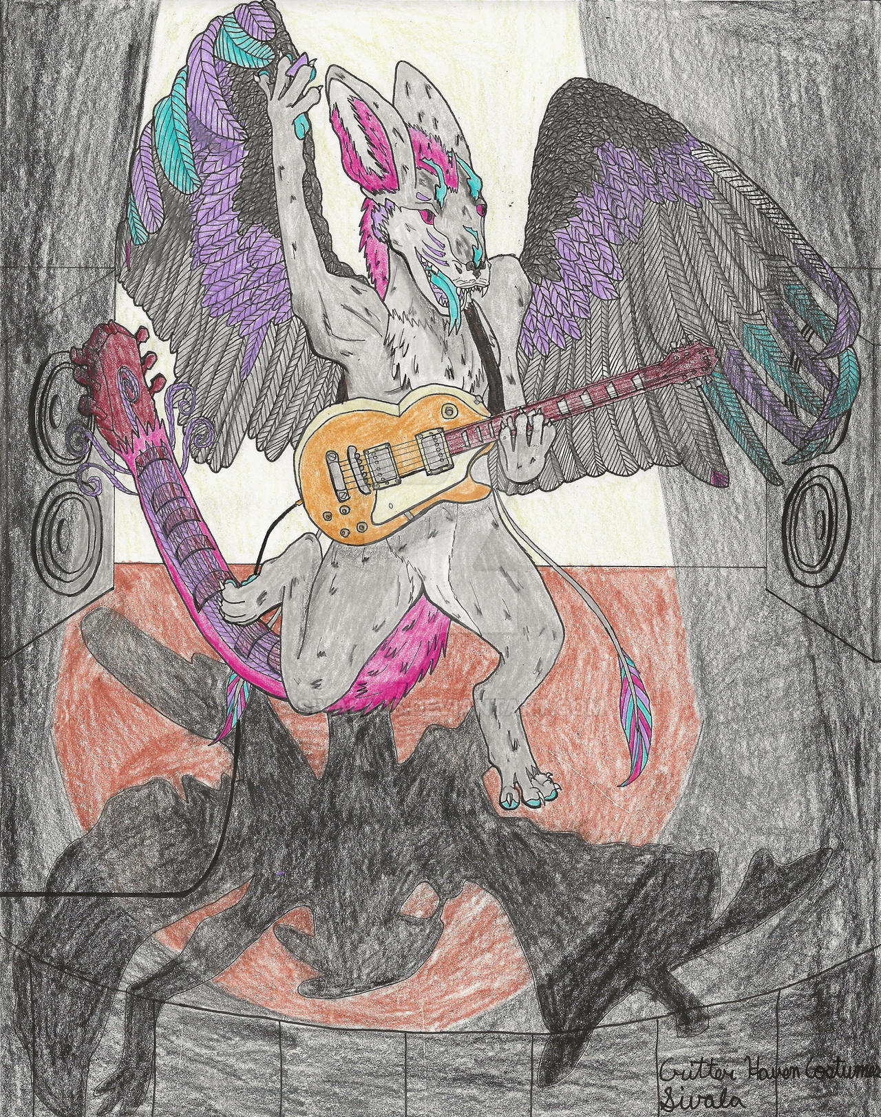 Shreddy the Foxy Dutch Angel Dragon jamming out