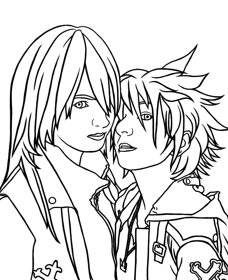 SoraXRiku Cosplay Lineart