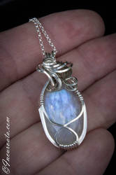Wire Wrapped Moonstone and Silver Pendant