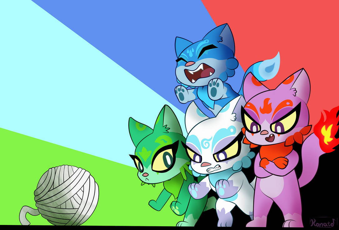 Elemental Cats! (Request) by Konatos on DeviantArt