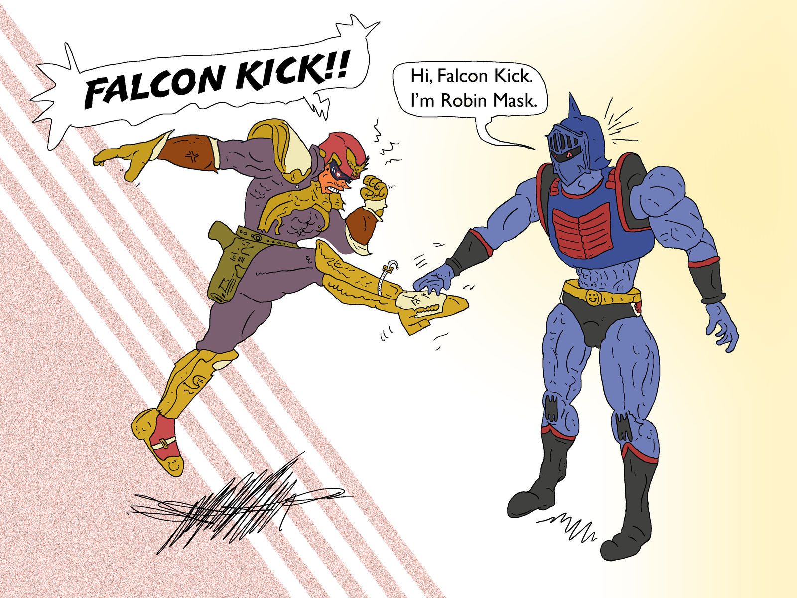 Captain Falcon Versus Robin Mask by SnD-Frostey
