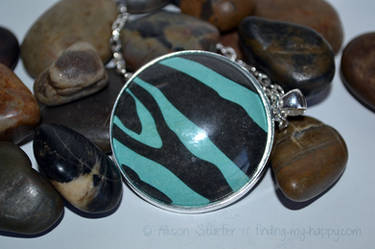 Blue Zebra Print Safari Pendant