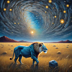 A Nightfall Blue Savannah Lion (Galaxy Contrails)