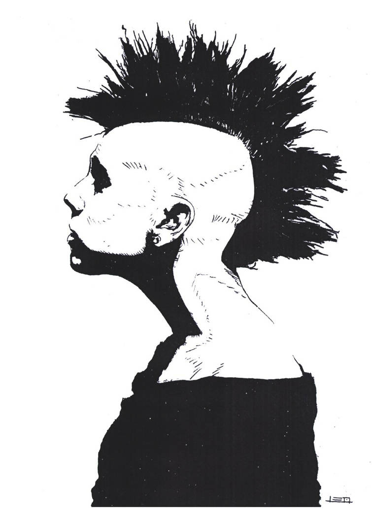 Punk Mohawk, Black and White / ToolCrypto / Pixel Art - Punk