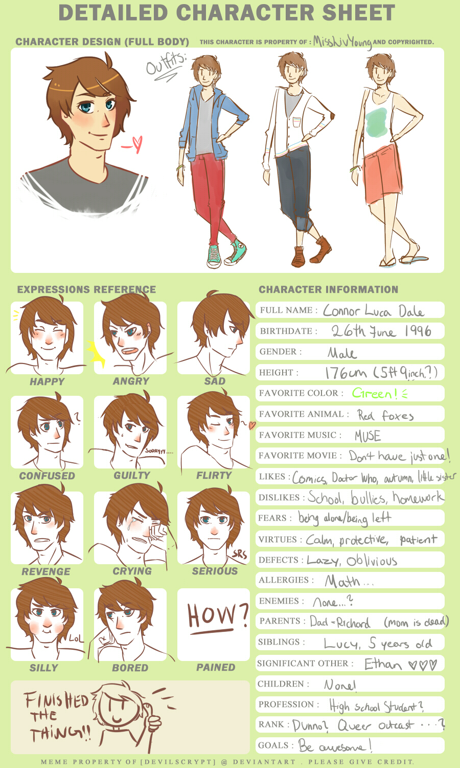 Detailed Character Sheet - Connor by MissLivYoung on DeviantArt