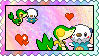 Oshawott x Snivy stamp by eeveecupcakegirl