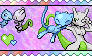 Shiny Mew x Shiny Mewtwo stamp