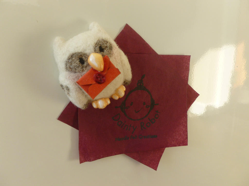 Needle Felt Hedwig Magnet with Hogwarts Letter