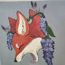 Fox with Purple Flowers