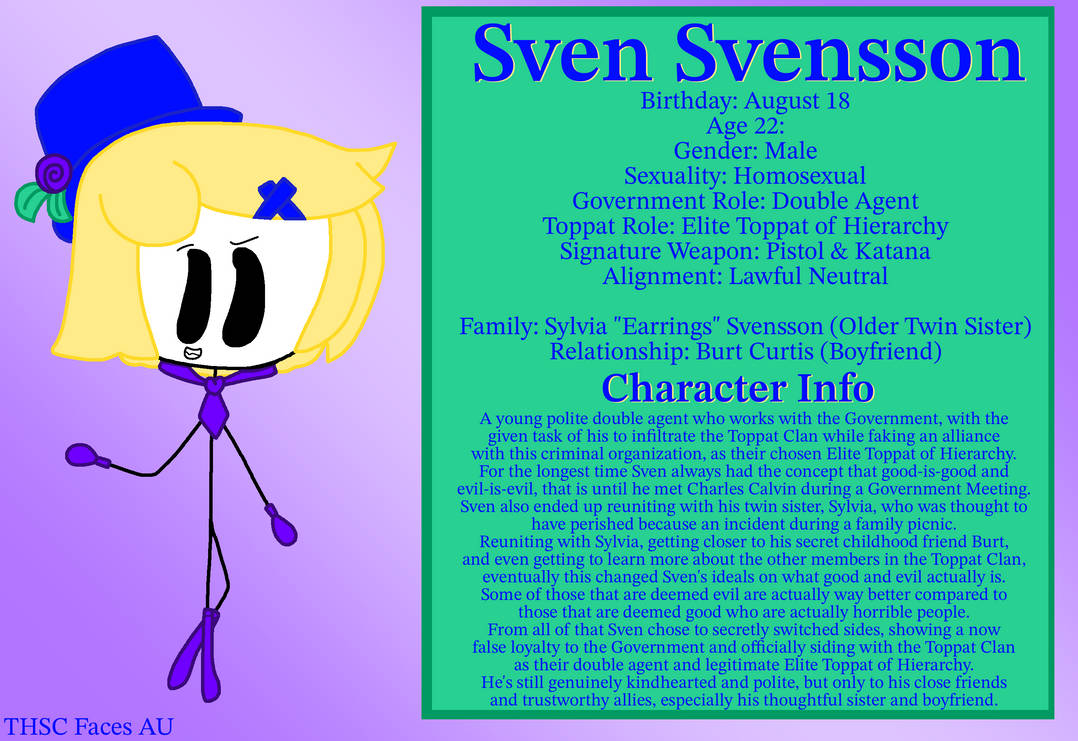 THSC Faces AU - Sven Svensson (Character Info) by RoseJigglypuff76 on ...