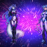 Yana and Ceri cosplaying Hyperdimension Neptunia