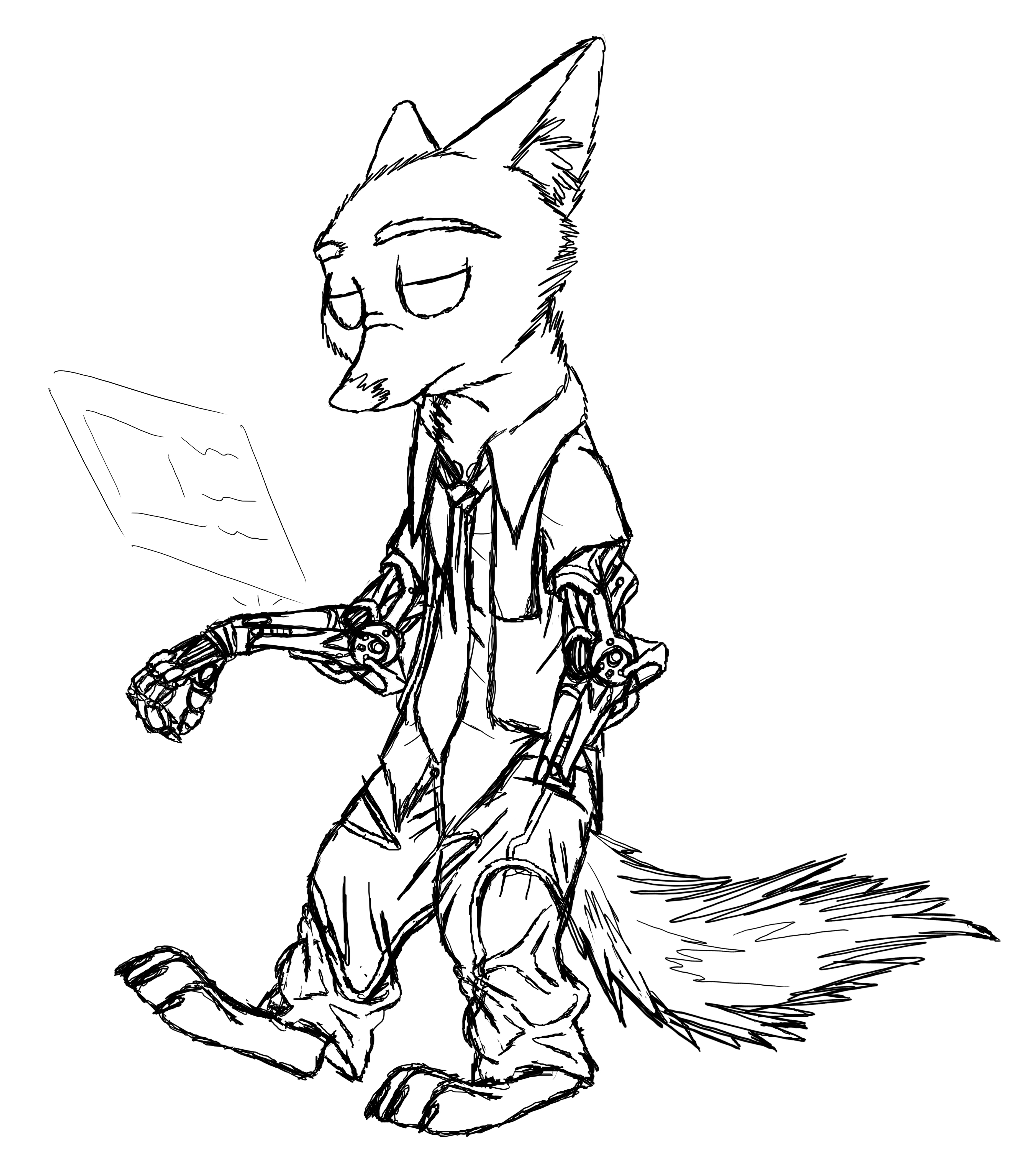 Nick Wilde cyberpunk sketch