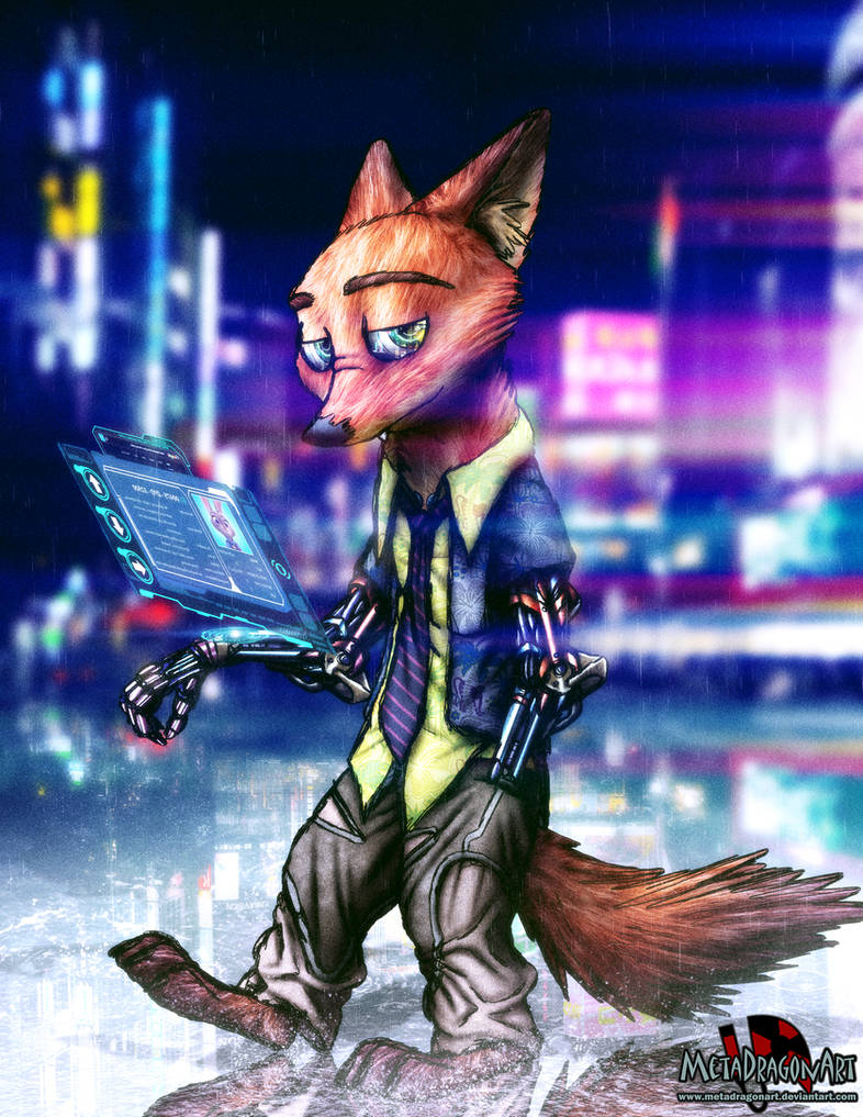 Cyberpunk Nick Wilde by MetaDragonArt